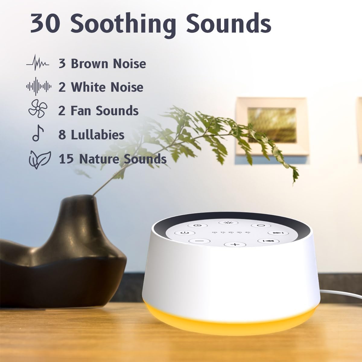 Brown Noise Machine White Noise Machine with 30 Soothing Sounds for Sleeping 12 Colors Night Light Plug in Sound Machine Adults Baby Kids Sleep Machine Memory Function 36 Volume Level 5 Timer for Home