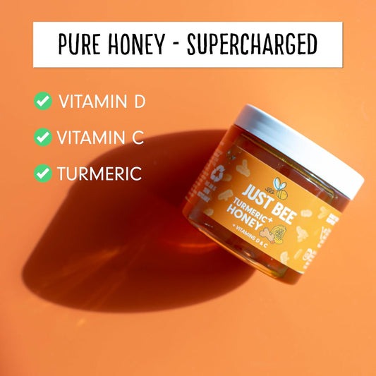 Just Bee Turmeric + Honey (260g) | Raw & Unpasteurised Honey with Turmeric Extract