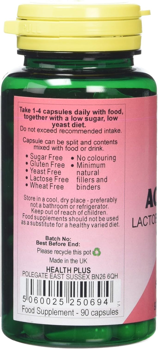 Health Plus Acidophilus Probiotic : Digestive Health Supplement : 90 Gelatin Free Capsules