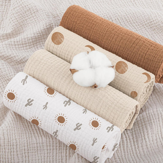 Muslin Cloths for Baby, 100% Cotton Baby Muslin Squares Cloths for Newborn Boy and Girl, Soft