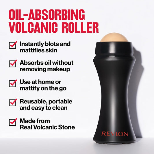 Revlon Oil Absorbing Volcanic Face Roller, Reusable Facial Skincare Tool & Massager for Sebum Control On The Go