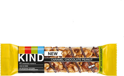 KIND Bars, Gluten Free Snack Bars, Caramel Chocolate Peanut, High Fibre, No Artificial Colours, Flavours or Preservatives, Multipack 12 x 40g