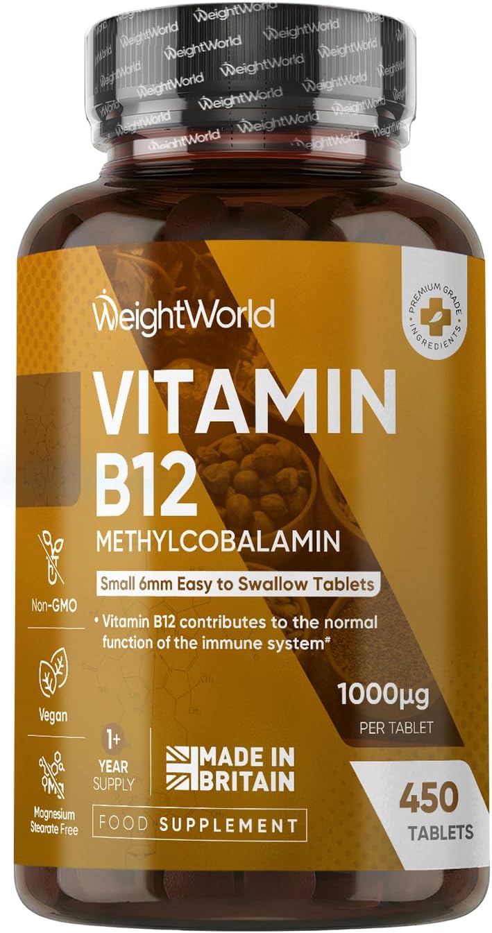 Vitamin B12 Tablets - 450 Tablets (1+ Year Supply) - 1 Per Day - 1000mcg - 6mm in Size - Easy to Swallow