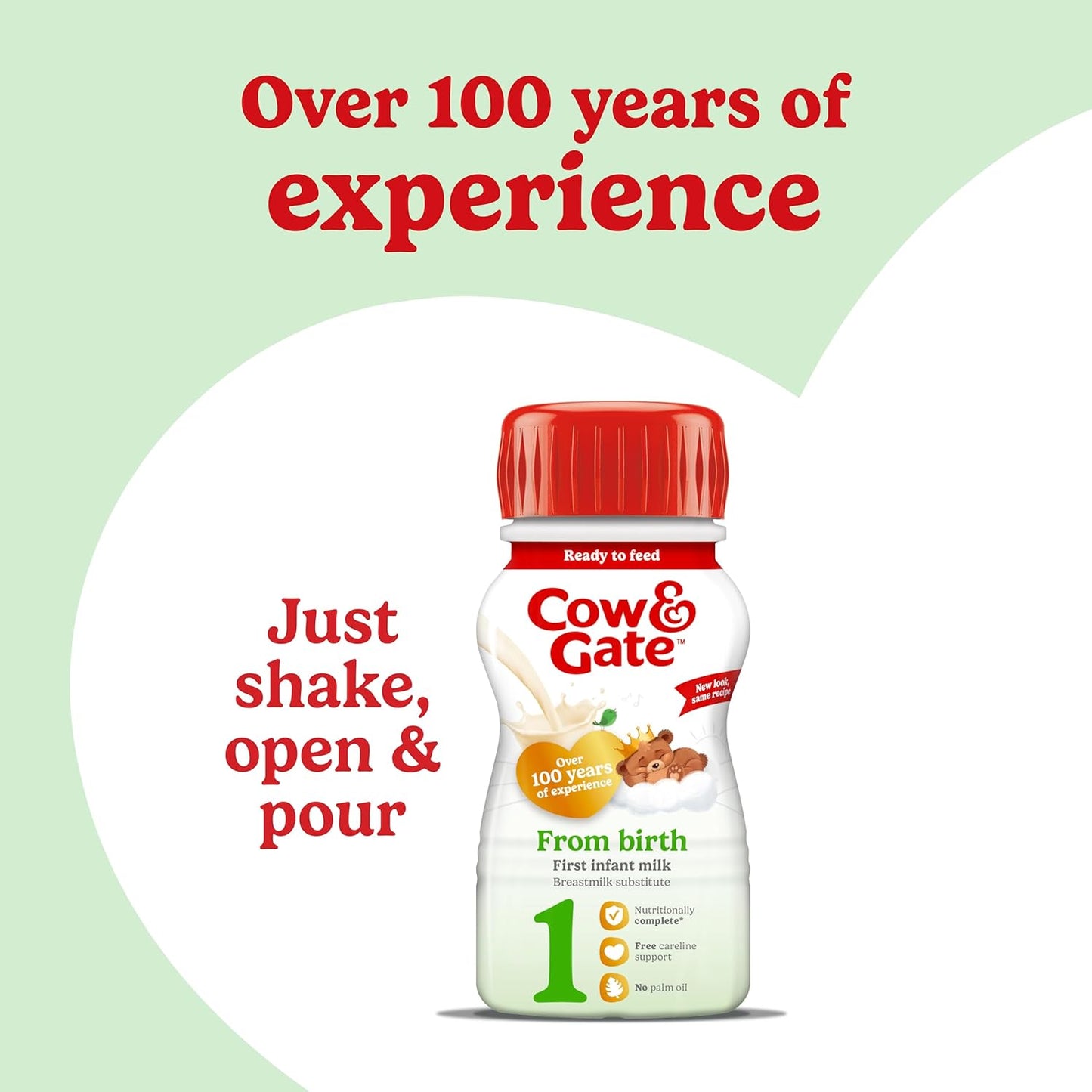 Cow & Gate 1 First Infant Baby Milk Ready to Use Liquid Formula, from Birth, 200 ml