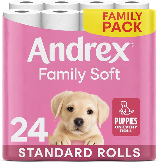 Andrex Family Soft Toilet Paper 24 Rolls (Previously Andrex Gentle Clean) Gentle on your Family’s skin– Pack of 24 Toilet Rolls, 170 sheets Per Roll, FSC Certified