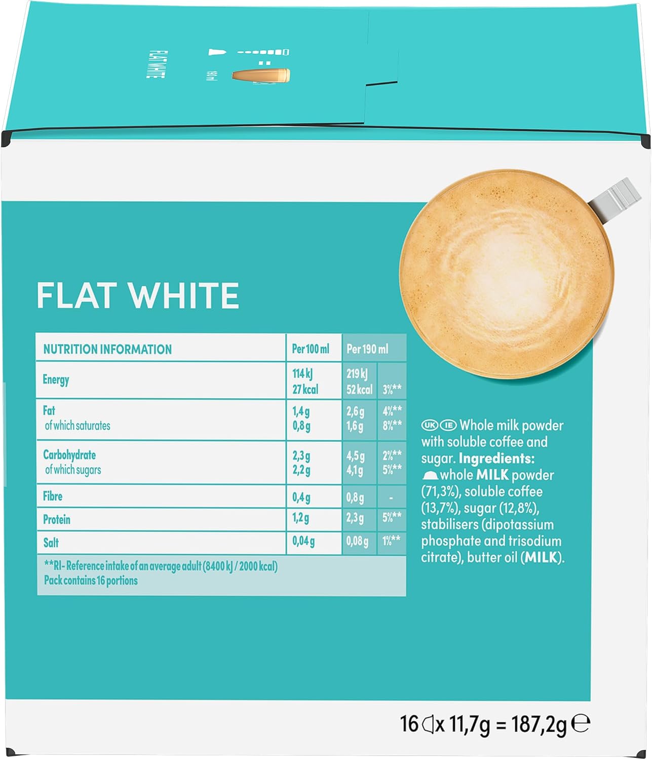 NESCAFÉ DOLCE GUSTO Flat White Coffee Pods - total of 48 Creamy Coffee Flavoured Pods (3 Packs) 16 Pods