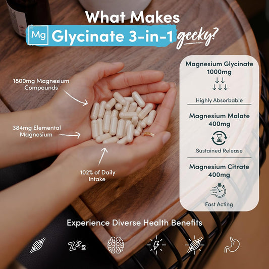 Magnesium Glycinate 3-in-1 Complex - 1800mg Supplements as Bisglycinate