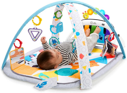 Baby Einstein 4-in-1 Kickin Tunes Play Gym, Tummy Time Baby Play Mat with Kick Piano, Music & Language Discovery, Sensory Toys, Lights & Sounds, for Newborns & Up