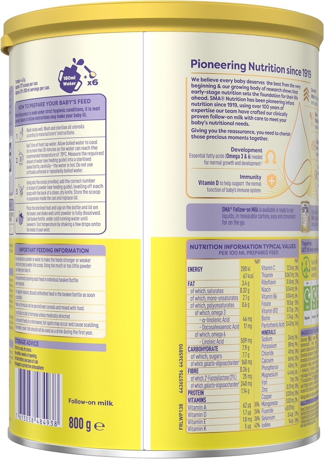 SMA Follow-on Baby Milk Powder Formula , 6-12 Months , 800 g (Pack of 1)