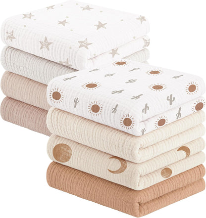 Muslin Cloths for Baby, 100% Cotton Baby Muslin Squares Cloths for Newborn Boy and Girl, Soft