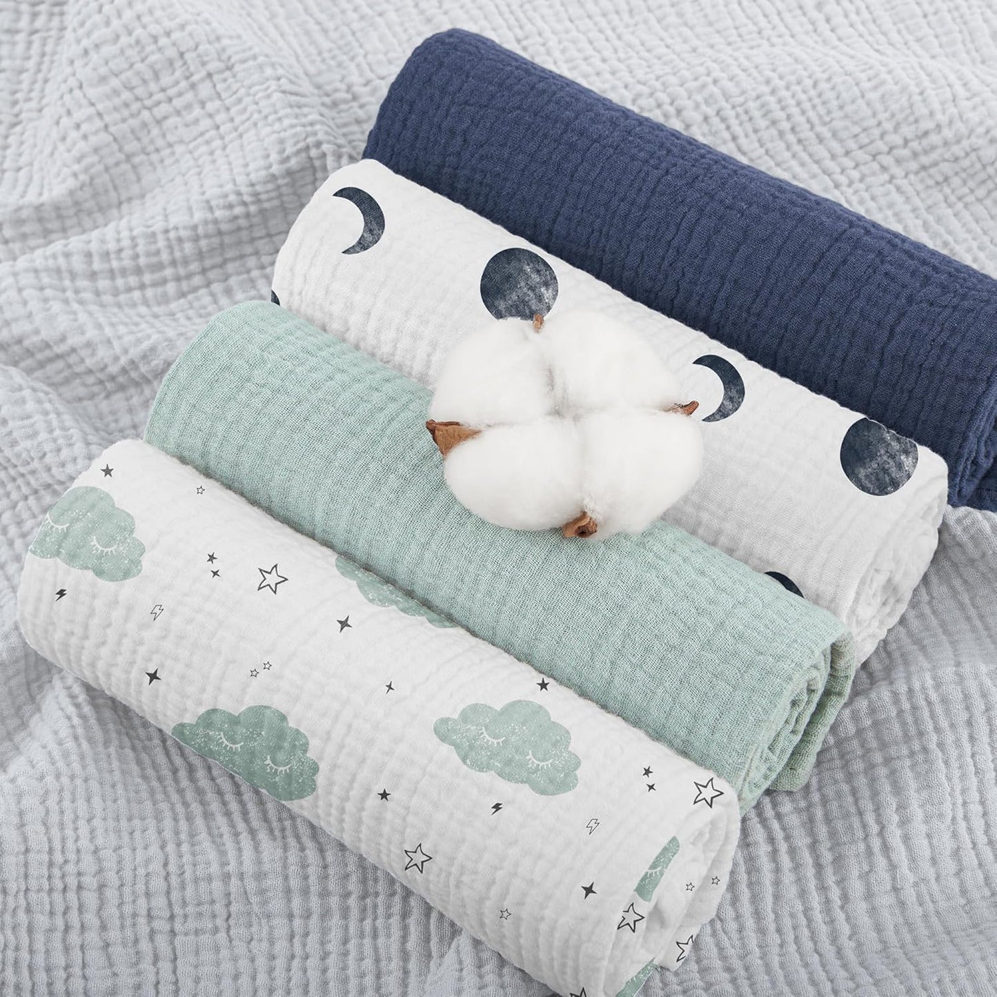 Muslin Cloths for Baby, 100% Cotton Baby Muslin Squares Cloths for Newborn Boy and Girl, Soft