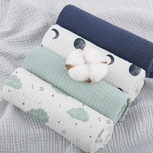 Muslin Cloths for Baby, 100% Cotton Baby Muslin Squares Cloths for Newborn Boy and Girl, Soft