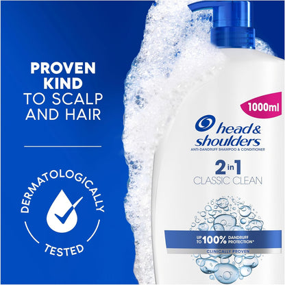 Head & Shoulders Classic Clean 2in1 Anti Dandruff Shampoo, 1000ml