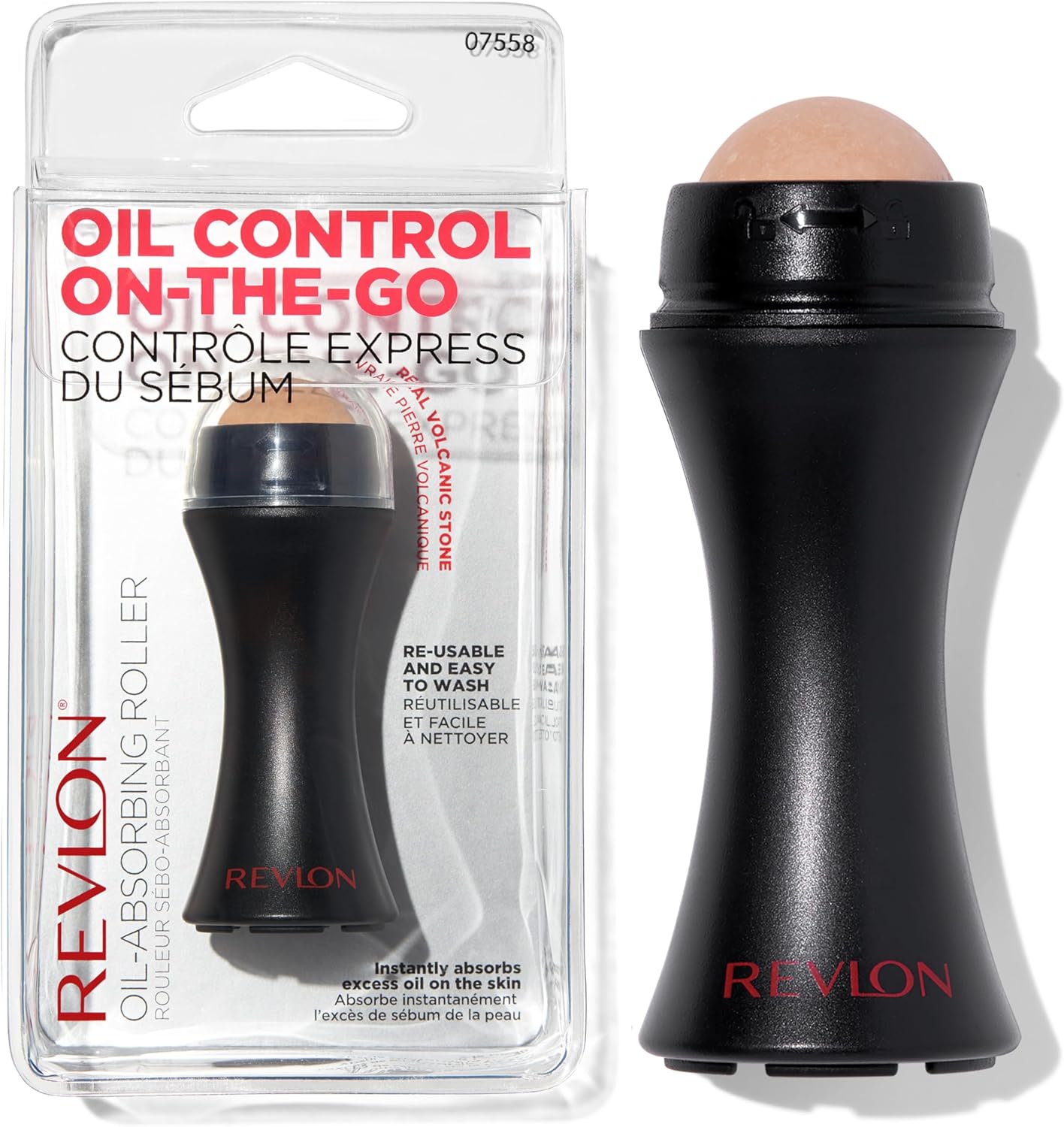 Revlon Oil Absorbing Volcanic Face Roller, Reusable Facial Skincare Tool & Massager for Sebum Control On The Go