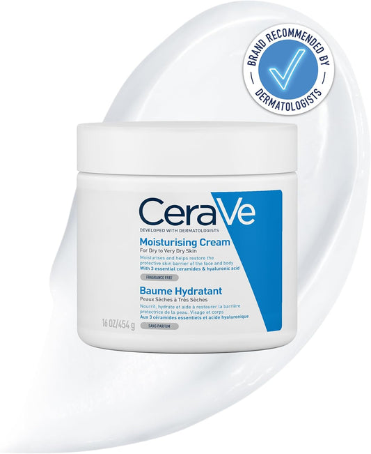 CeraVe Moisturising Cream, Face & Body, with 3 Essential Ceramides & Hyaluronic Acid for Dry to Very Dry Skin